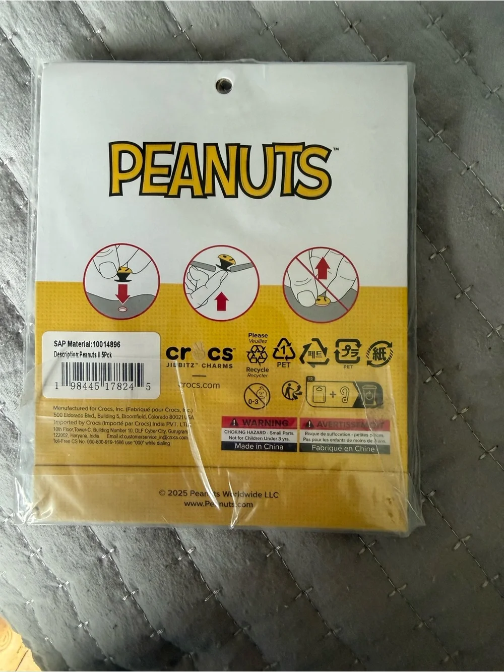 CROCS Peanuts Jibbitz Charm Pack - Yellow and White Packaging